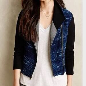 ANTHROPOLOGIE DOLAN Virgin Wool Sweater Womens Sz M Asymmetrical Zip Grunge Moto